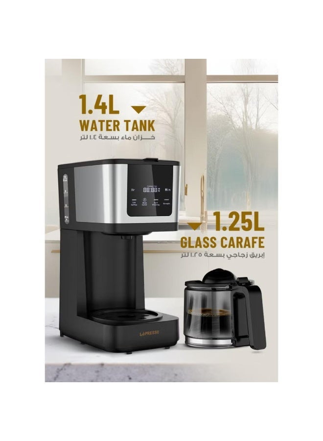 ليبرسو ماكينة تحضير القهوة LePresso Rich Brew بشاشة لمس، وإبريق زجاجي سعة 10 أكواب وكوب سفر. - Image 3
